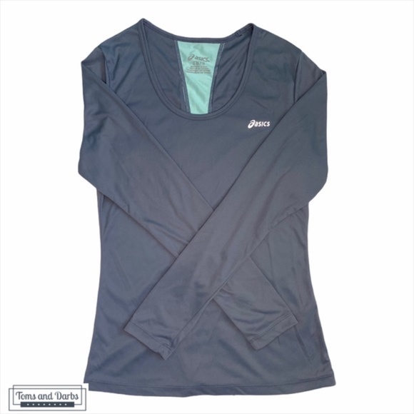 Asics Long Sleeve Running Shirt in Grey & Blue - Picture 4 of 5